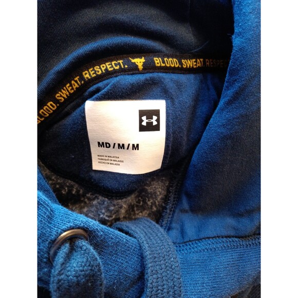 Men's Under Armour Project Rock Hoodie Blood Sweat Respect Size Med Blue - Picture 4 of 4